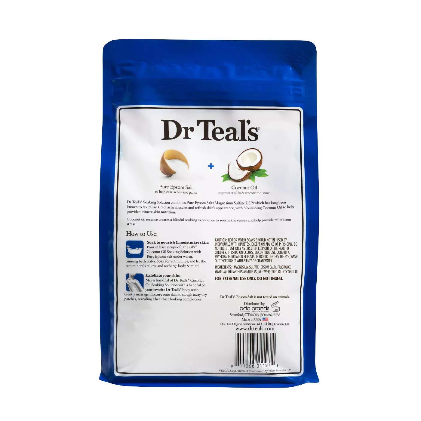 Dr Teals Coconut Oil Pure Espom Salt Soaking Solution 3 lbs.(Pack of 2)